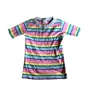 Hanna Andersson Gray Stripe Short Sleeve Pajama Top Girl's Size 8